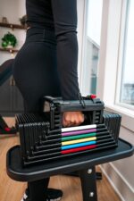 Mancuernas ajustables PowerBlock Elite USA de 90 libras, vendidas en pares, mancuernas de 5-90 lb., construcción durader