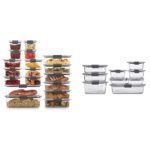 Juego de recipientes de vidrio para alimentos Rubbermaid Brilliance transparente gris 9 recipientes con tapa 18 piezas s