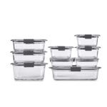 Juego de recipientes de vidrio para alimentos Rubbermaid Brilliance transparente gris 9 recipientes con tapa 18 piezas s