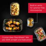 Juego de recipientes de vidrio para alimentos Rubbermaid Brilliance transparente gris 9 recipientes con tapa 18 piezas s