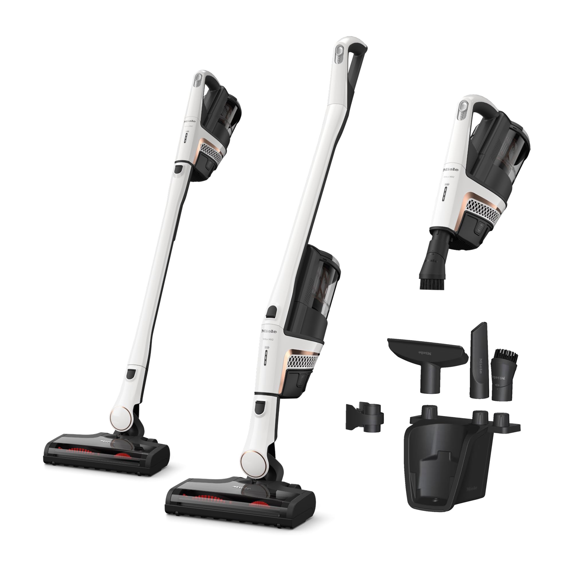 Version 1.0.0 Aspiradora de Palo Inalámbrica Miele Triflex HX2 11827000 3 en 1, 60 Min Batería VARTA, Blanco/Oro Rosa