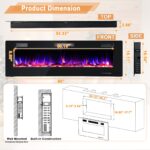 Chimenea Eléctrica Ultrafina de Pared COSTWAY 10166-CYPF 60 Pulgadas 750W/1500W Empotrada con Control Remoto y Temporiza
