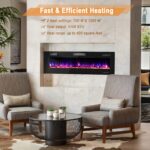 Chimenea Eléctrica Ultrafina de Pared COSTWAY 10166-CYPF 60 Pulgadas 750W/1500W Empotrada con Control Remoto y Temporiza