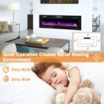 Chimenea Eléctrica Ultrafina de Pared COSTWAY 10166-CYPF 60 Pulgadas 750W/1500W Empotrada con Control Remoto y Temporiza