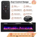 Chimenea Eléctrica Ultrafina de Pared COSTWAY 10166-CYPF 60 Pulgadas 750W/1500W Empotrada con Control Remoto y Temporiza