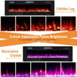 Chimenea Eléctrica Ultrafina de Pared COSTWAY 10166-CYPF 60 Pulgadas 750W/1500W Empotrada con Control Remoto y Temporiza