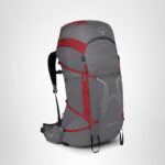 Osprey Eja Pro 55L Mochila de mochilero para mujer, color gris Dale gris/rojo de flor de pascua, WM/L
