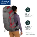 Osprey Eja Pro 55L Mochila de mochilero para mujer, color gris Dale gris/rojo de flor de pascua, WM/L