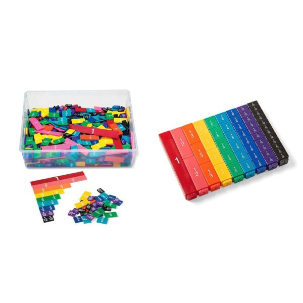 hand2mind Azulejos plásticos de la fracción del arco iris y cubos de torre de la fracción Montessori Materiales matemáti