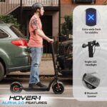 Hover-1 Alpha 2.0 Foldable Electric Scooter with 450W Brushless Motor, 18 mph Max Speed, 10” Air-Filled Tires and 12 Mil