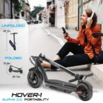 Hover-1 Alpha 2.0 Foldable Electric Scooter with 450W Brushless Motor, 18 mph Max Speed, 10” Air-Filled Tires and 12 Mil