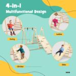 OLAKIDS Gimnasio de Selva Interior 4 en 1 Plegable para Niños Pequeños de Madera Montessori Juguetes de Escalada para Be