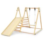 OLAKIDS Gimnasio de Selva Interior 4 en 1 Plegable para Niños Pequeños de Madera Montessori Juguetes de Escalada para Be