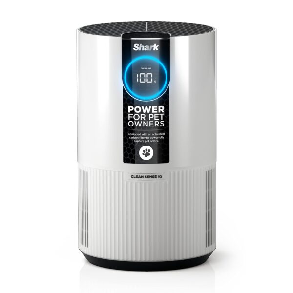 Purificador de aire para mascotas Shark HP102PET Clean Sense filtro HEPA 500 pies cuadrados captura caspa pelo alérgenos