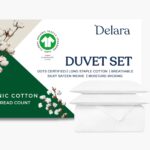 Juego de funda de edredón King algodón orgánico GOTS 400 hilos fibra larga transpirable Delara DELSATDSKING-WHTE blanco