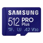 Samsung Tarjeta de memoria microSD PRO Plus + adaptador, microSDXC de 512 GB, hasta 180 MB/s, Full HD y 4K UHD, UHS I, C