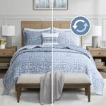 Colcha reversible matelasse botanica Madison Park JLA Home MPS13-501 tamano King Cal King azul 3 piezas