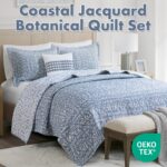 Colcha reversible matelasse botanica Madison Park JLA Home MPS13-501 tamano King Cal King azul 3 piezas
