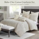 Edredon jacquard rayas boho Madison Park E&E Co Ltd DBA JLA Home MPS10-497 algodon king extragrande con funda extraible