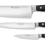 Wüsthof Classic Ikon - Juego de cuchillos de chef de 3 piezas, color negro