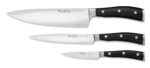Wüsthof Classic Ikon - Juego de cuchillos de chef de 3 piezas, color negro