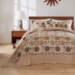 Juego de edredón algodón Greenland Home Fashions Andorra GL-1304AJSK reversible 3 piezas tamaño King Cal King color gris