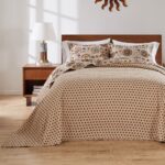 Juego de edredón algodón Greenland Home Fashions Andorra GL-1304AJSK reversible 3 piezas tamaño King Cal King color gris