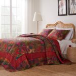 Juego de colcha acolchada Kantha algodón reversible Greenland Home Fashions GL-1304WJSK 3 piezas King Cal King rojo
