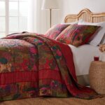 Juego de colcha acolchada Kantha algodón reversible Greenland Home Fashions GL-1304WJSK 3 piezas King Cal King rojo