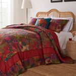Juego de colcha acolchada Kantha algodón reversible Greenland Home Fashions GL-1304WJSK 3 piezas King Cal King rojo