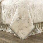 Juego de edredón floral jacquard King Topluxe VCLM-Sevillenew-King 9 piezas albaricoque cremoso con fundas europeas fald