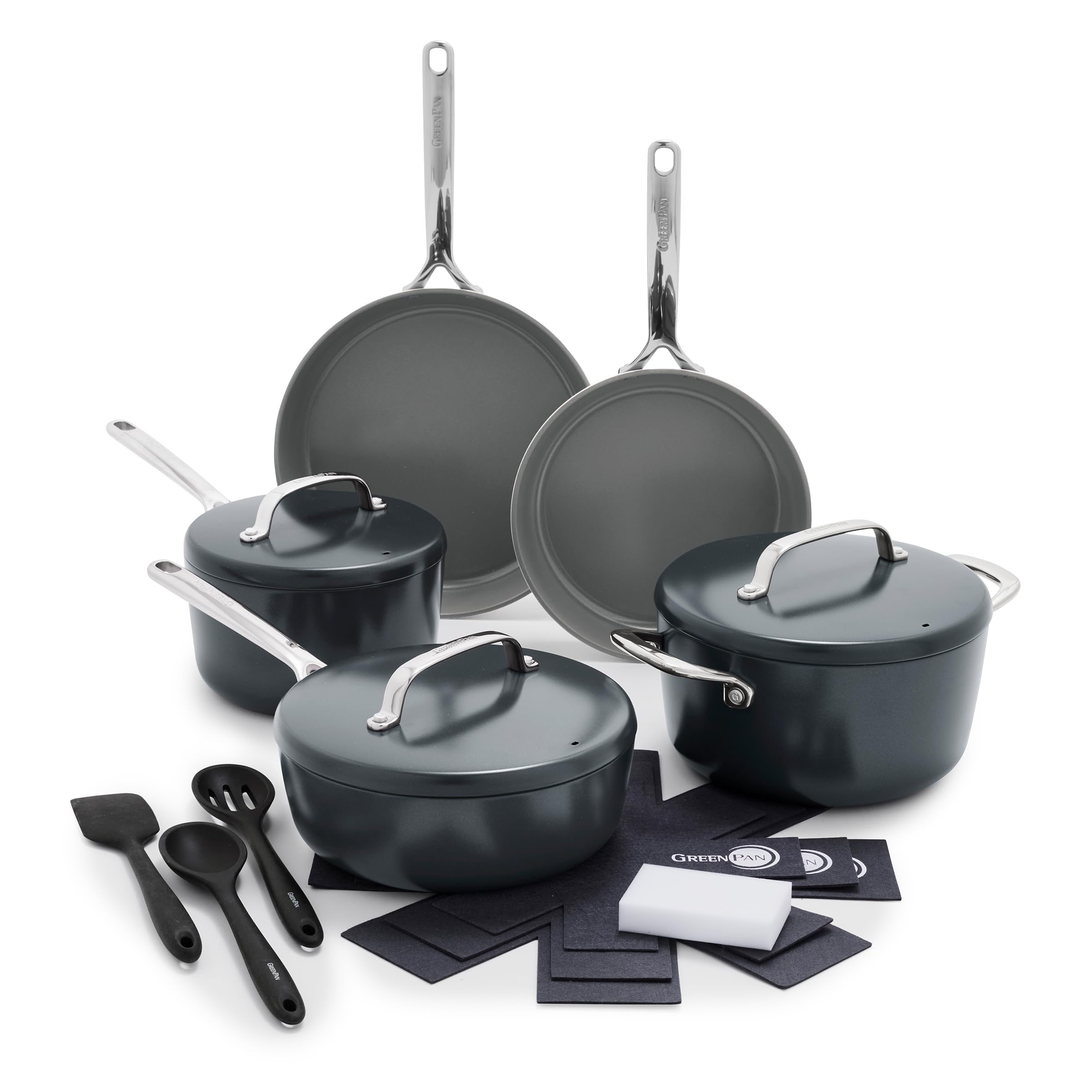 Version 1.0.0 Batería de cocina GreenPan GP5 CC007533-001 juego de ollas y sartenes antiadherente de cerámica anodizada dura 14 piezas