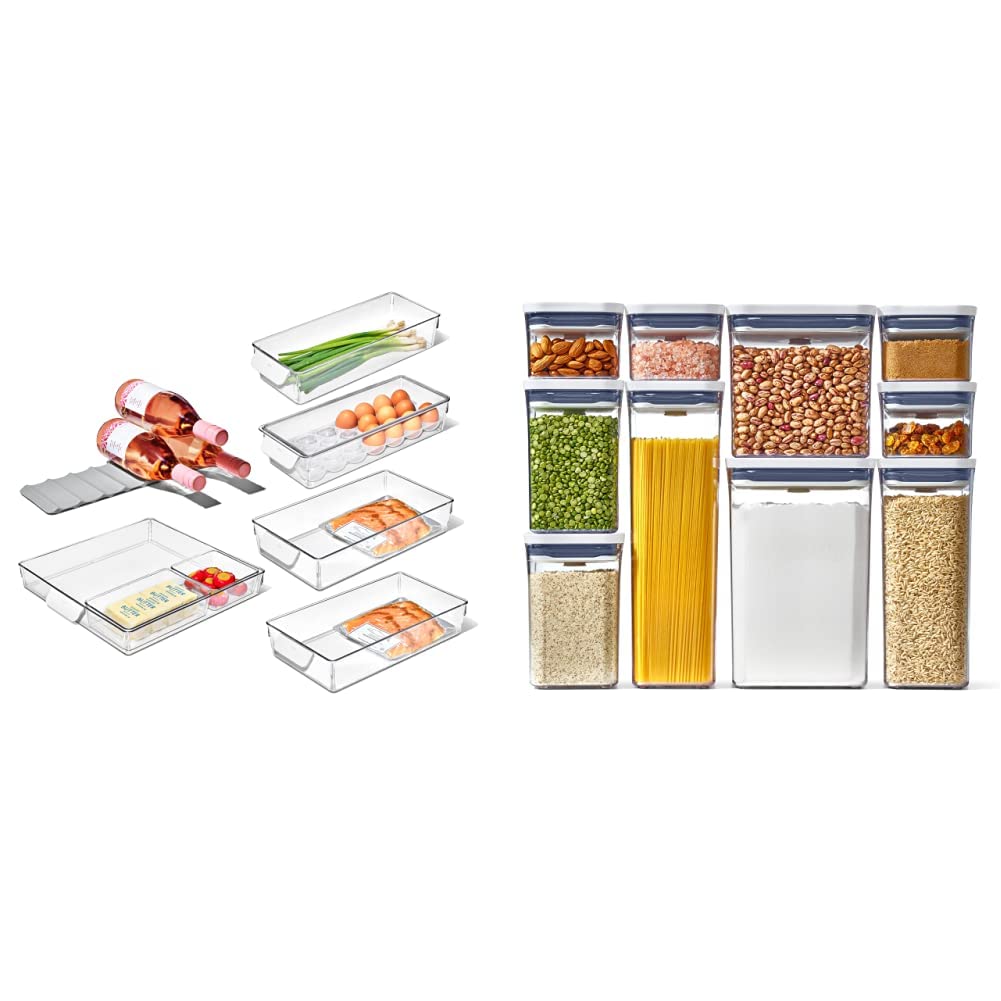 Version 1.0.0 Juego de recipientes y organizador de refrigerador OXO Good Grips 18 piezas contenedores POP blancos y organizadores de