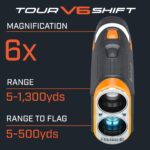 Bushnell Golf Tour V6 Shift Laser Rangefinder with Slope Compensation, 1300-Yard Range, Flag Lock Vibration, Magnetic Ca