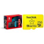 Consola Nintendo Switch Joy Con Azul Neón y Rojo Neón con Tarjeta de Memoria MicroSDXC SanDisk 256GB