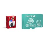 Consola Nintendo Switch OLED B0C5K5C865 Joy Con blanco tarjeta microSDXC SanDisk 512 GB con licencia oficial