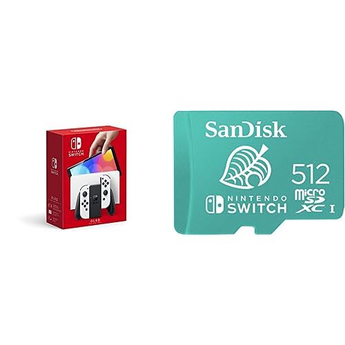 Consola Nintendo Switch OLED B0C5K5C865 Joy Con blanco tarjeta microSDXC SanDisk 512 GB con licencia oficial
