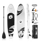 SereneLife Paquete de tabla inflable de remo de pie (6 pulgadas de grosor) con accesorios de SUP prémium