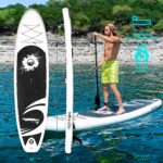 SereneLife Paquete de tabla inflable de remo de pie (6 pulgadas de grosor) con accesorios de SUP prémium