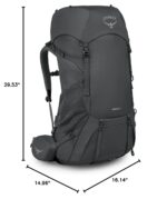 Osprey Rook 65L Mochila de mochilero para hombre, color carbón oscuro/forro plateado
