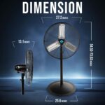 Ventilador de Pedestal Oscilante Industrial Tornado HI-FAN-24POF-1P-HEX 24 Pulgadas 7600 CFM 3 Velocidades 1/4 HP Certif