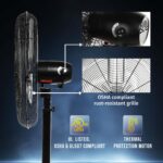 Ventilador de Pedestal Oscilante Industrial Tornado HI-FAN-24POF-1P-HEX 24 Pulgadas 7600 CFM 3 Velocidades 1/4 HP Certif