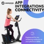 Bicicleta Estática Vertical Horizon Fitness 5.0U resistencia magnética 100 niveles Bluetooth FTMS asiento acolchado marc