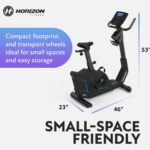 Bicicleta Estática Vertical Horizon Fitness 5.0U resistencia magnética 100 niveles Bluetooth FTMS asiento acolchado marc