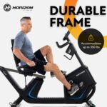 Bicicleta Reclinada Horizon Fitness 5.0R Resistencia Magnética Bluetooth Asiento con Soporte Lumbar Capacidad 350 Libras