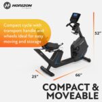 Bicicleta Reclinada Horizon Fitness 5.0R Resistencia Magnética Bluetooth Asiento con Soporte Lumbar Capacidad 350 Libras