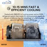 Aire acondicionado portátil para auto y exteriores sunjoy IceCove 2500 BTU 250W 25.5VDC 2 velocidades 3 modos de luz