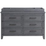 Soho Baby 49065570 Ellison Premium - Cambiador para aparador de 6 cajones, cepillo de alambre con acabado gris ceniza