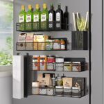 Especiero magnético para refrigerador DTUQYX HM5219 organizador de cocina de metal negro paquete con 6 piezas