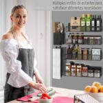 Especiero magnético para refrigerador DTUQYX HM5219 organizador de cocina de metal negro paquete con 6 piezas